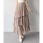 「mipiarl」 フリルスカート SMALL ピンクベージュ レディース