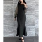 「junoah」 長袖ワンピース MEDIUM チャコール レディース