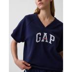  футболка тренировочный French Terry большой размер GAP Logo V шея спортивная фуфайка женский 