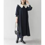 「SHIPS any」 長袖ワンピース ONE SIZE ネイビー レディース