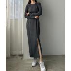 「Louere」 長袖ワンピース MEDIUM チャコール レディース