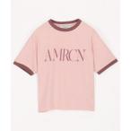 tシャツ Americana/アメリカーナ クロップド リンガーTシャツ レディース