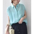 ブラウス シャツ SHIPS Colors:「洗濯機可能」ユーロリネン (EURO Linen) フレンチスリーブ ビッグ シャツ レディース