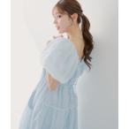 ワンピース 「SALON  by Chico」パフ袖ドビーロングワンピース