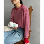 「Healthknit」 長袖カットソー F レッド レディース