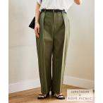  брюки из твила [caho san сотрудничество ] низкий рост * маленький рисунок san размер талия tuck брюки-чинос женский 