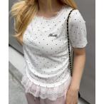 tシャツ テレコ裾レースヘンリーTシャツ レディース