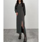 「CENEA」 長袖ワンピース LARGE チャコール レディース