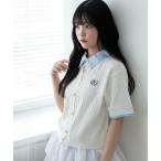 tシャツ 半袖 WEGO/「26年春夏新作」金ボタン襟付きケーブルニット レディ