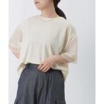 tシャツ LC/LLL スムース袖シアー5分袖プルオーバー レディース