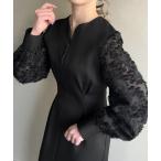 「junoah」 長袖ワンピース LARGE ブラック レディース