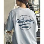 tシャツ 「ユニセックス」ゆるっとこなれ見え。Californiaバックプリント半袖ロゴTシャツ レディース
