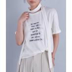tシャツ スカーフ付き手書き風ロゴプリント半袖Tシャツ レディース