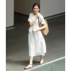 シャツワンピース 表面感ペプラムレイヤードワンピース