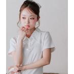 tシャツ レース衿レイヤードトップス レディース