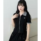 tシャツ 半袖 WEGO/チェックカラージップトップ レディース