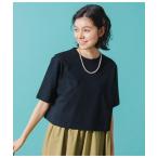 tシャツ 半袖 「遮熱・着回し」ロゴプリントショート丈Tシャツ レディース