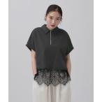 tシャツ レースドッキングZIPプルオーバー　771108 レディース