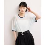 tシャツ 「WEB限定」リネンmixバイカラーシアーニットTシャツ レディース