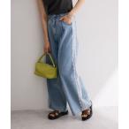  широкий брюки джинсы Denim Denim брюки боковой гонки Denim широкий брюки женский 