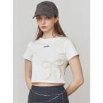 tシャツ 半袖 フリルパッチミニマルTシャツ レディース