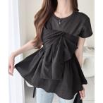 tシャツ 「mily bilet」忙しい朝も悩まない、初夏の一軍トップス。リボンビスチェドッキングTシャツ (半袖) レディース