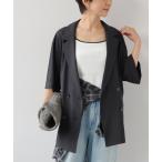 ジャケット テーラードジャケット 「吸水速乾 / 洗濯機洗い可」NATURAL FLAX ハーフスリーブジャケット レディース