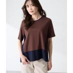 tシャツ 半袖 ブロッキング配色カットプルオーバー「接触冷感」 レディース