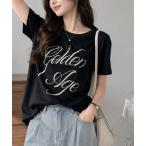 tシャツ ビーズロゴTシャツ レディース