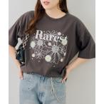 tシャツ お花×ラインストーンＢＩＧＴシャツ レディース