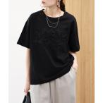 tシャツ EGLANTINE コード刺繍半袖Tシャツ レディース