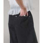  широкий брюки джинсы Denim Denim брюки кромка точка машина b Denim брюки женский 