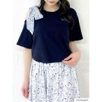 tシャツ 「mofusandコラボ」リボンショルダーロゴTシャツ レディース