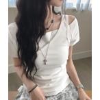 tシャツ アシメワンショル レイヤード風 半袖Ｔシャツ レディース