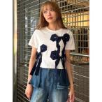 tシャツ バイカラー3ＤリボンＴシャツ レディース