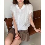 ジャケット ノーカラージャケット ドットチュールシアーブルゾン レディース