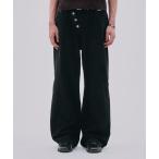  джинсы asymmetric button straight denim pants /asimeto Lee кнопка распорка Denim брюки мужской женский 