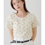 tシャツ 「WEB限定/無地＆ドット＆ボーダー」リブヘンリーTEE レディース
