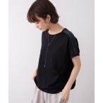 tシャツ 半袖 肩ラメラインＴシャツ レディース
