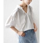 ブラウス シャツ 「手洗い可能」カットワーク レース スリーブ ブラウス レディース