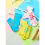  носки [ Kids ] хлопок . флуоресценция задний Logo Ame ребра носки Kids ребенок мужчина девочка 