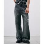  широкий брюки джинсы CENTER LINE STRAIGHT DENIM / центральный линия распорка Denim брюки мужской женский 
