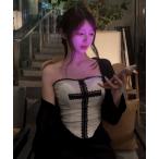  tube top bare top [ cup имеется ]Cross Lace Tube Top / Cross гонки tube top 