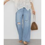  широкий брюки джинсы Denim Denim брюки повреждение широкий Denim женский 