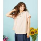 tシャツ 半袖 Salpicar 襟付きドットジャカードフラワー刺繍カットソー 