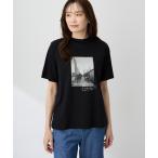 tシャツ 半袖 「ALCOLLAGEプリント」フォトプリントモックネックＴシャツ