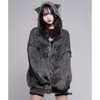 パーカー 「REFLEM/レフレム」顔料加工猫耳ZIPフーディー/ジップパーカー レディース メンズ