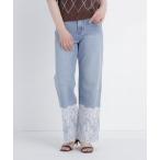  джинсы Denim Denim брюки Hem гонки широкий Denim женский 