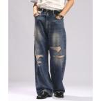  джинсы DISTRESSED STRAIGHT DENIM PANTS/ повреждение Denim распорка брюки мужской 