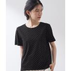 tシャツ 半袖 大人にちょうどいい チャーム付きドット柄Tシャツ レディース